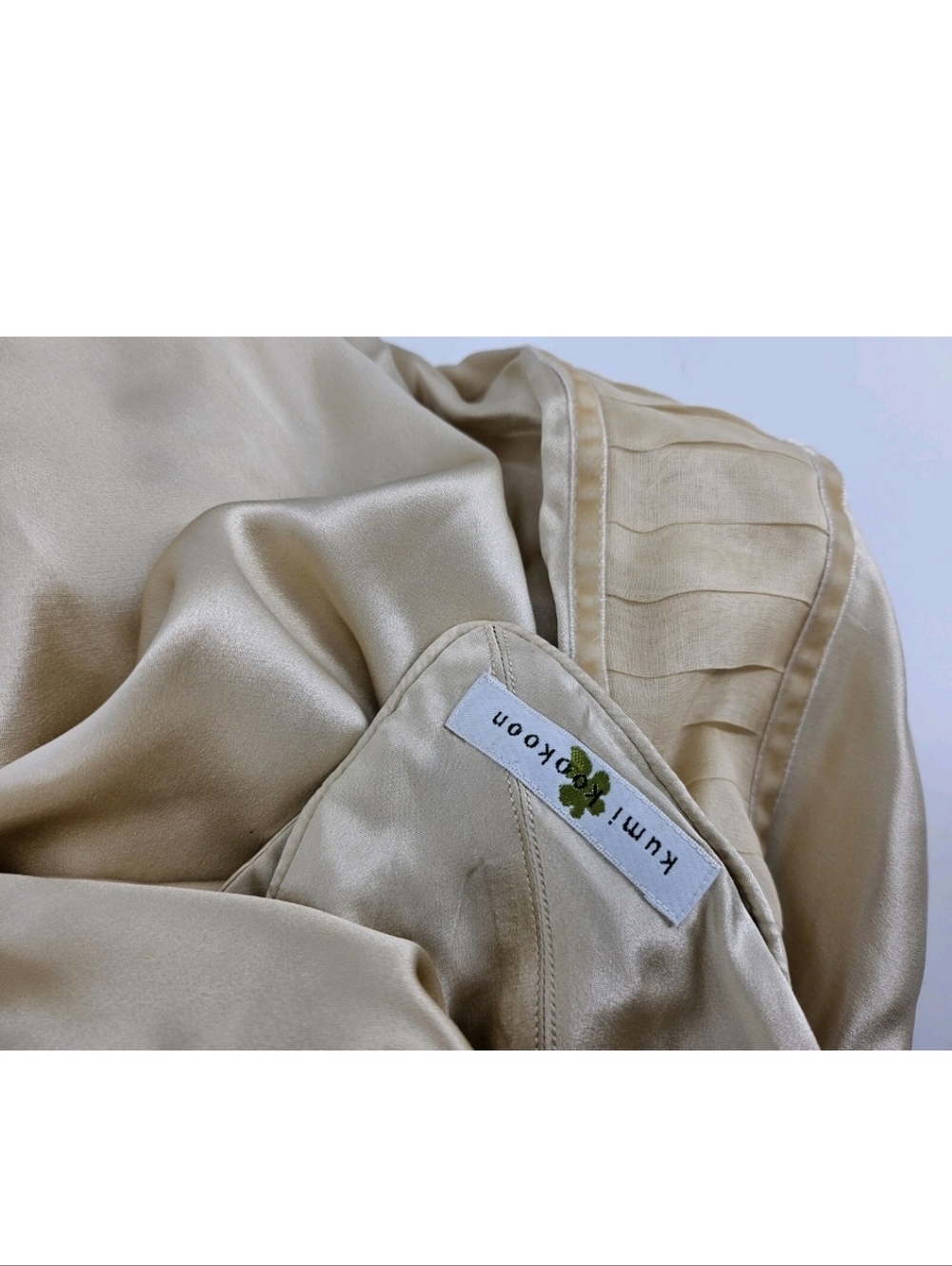 Kumi Kookoon Silk Leaves Embellishments Duvet Cover Beige/gold Queen 92x102 - Picture 4 of 15